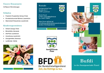 Flyer Bufdi_31.07.2025-1.jpg Vorderseite des neuen Flyers für den bundesfreiwilligenmdienst © Samtgemeinde Fintel